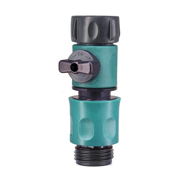 3/4 Inch Garden Hose Fitting Male and Female Quick Connector with Shut-Off Valve Switch