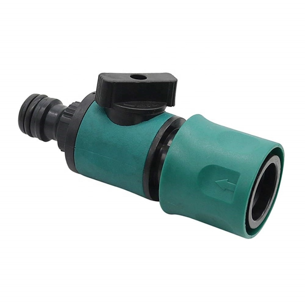 Agriculture Garden Watering Plastic Rubber Snap-in Quick Nipple Hose Connector with Shut-off Valve for Prolong Hose Irrigation