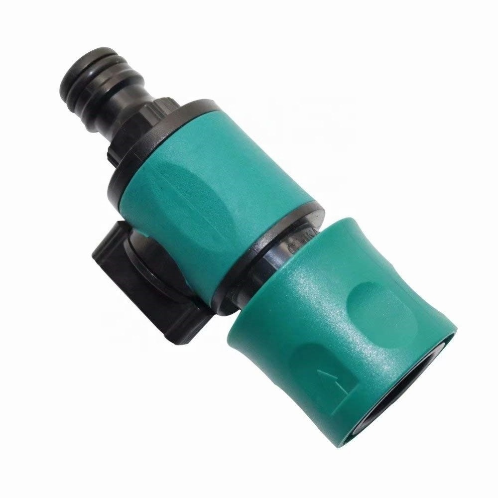 Agriculture Garden Watering Plastic Rubber Snap-in Quick Nipple Hose Connector with Shut-off Valve for Prolong Hose Irrigation