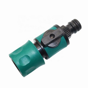 Agriculture Garden Watering Plastic Rubber Snap-in Quick Nipple Hose Connector with Shut-off Valve for Prolong Hose Irrigation