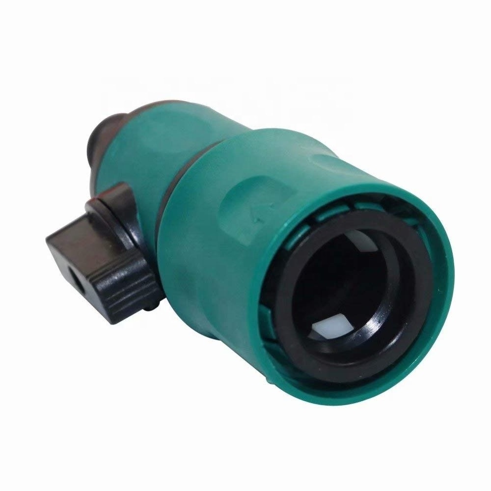 Agriculture Garden Watering Plastic Rubber Snap-in Quick Nipple Hose Connector with Shut-off Valve for Prolong Hose Irrigation