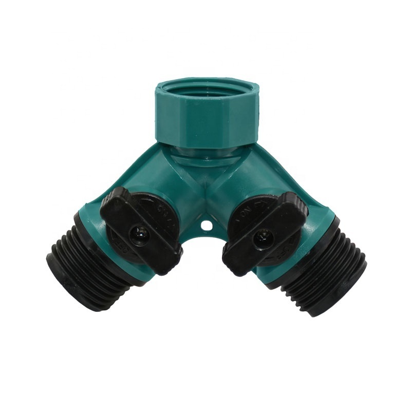 Garden Irrigation Valve Hose Pipe ANSI 3/4 Inch 2 Way Tap Water Splitter