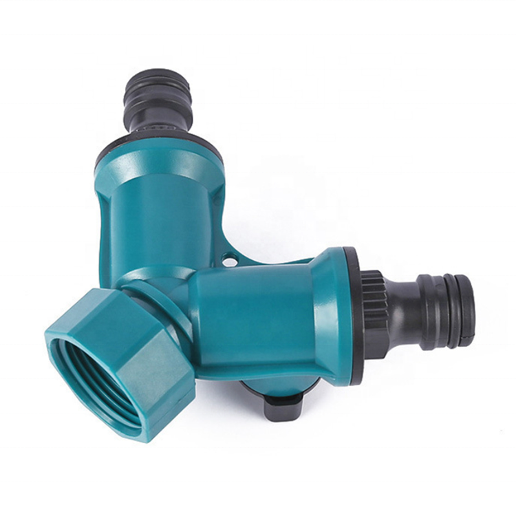 Premium Plastic 2-way Y shaped Dual Tap Connector with Switch Valves for Garden Lawn Plant Watering Drip Irrigation 3/4