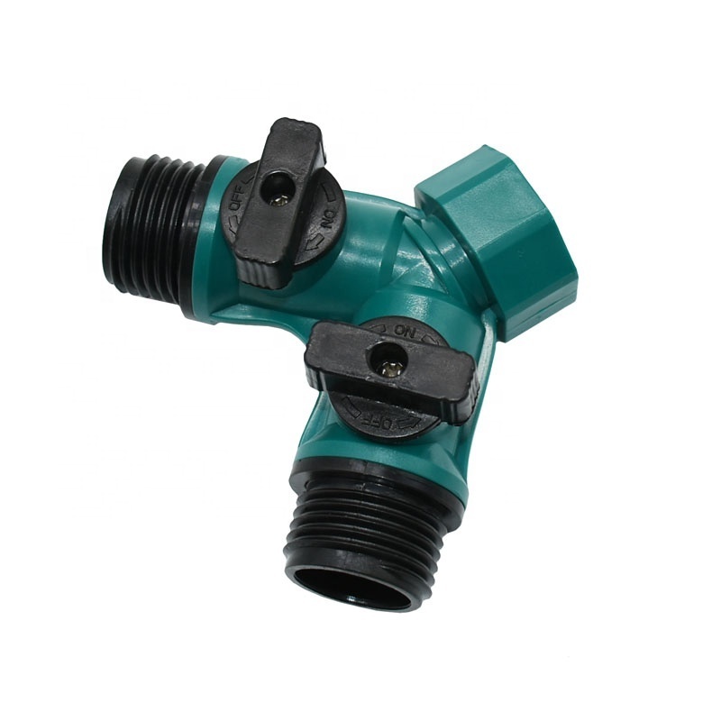 Garden Irrigation Valve Hose Pipe ANSI 3/4 Inch 2 Way Tap Water Splitter