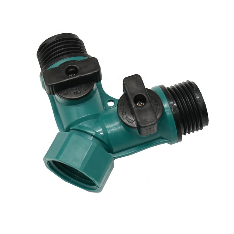 Garden Irrigation Valve Hose Pipe ANSI 3/4 Inch 2 Way Tap Water Splitter