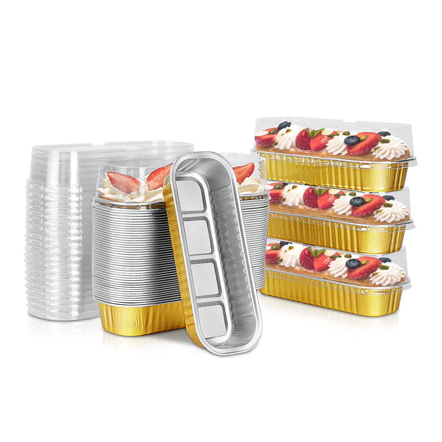 Wholesale China Disposable Aluminum Mini Loaf Pans 8011 Baking Tray Heavy Duty Wholesale Pure Aluminum Foil Box with Lid