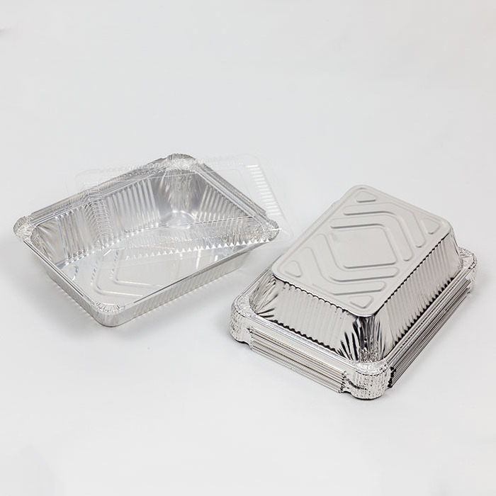 Manufacturer Aluminum Foil Container Full Size Takeaway Foil Pan Flat Bottom Aluminum Foil Container with Lid