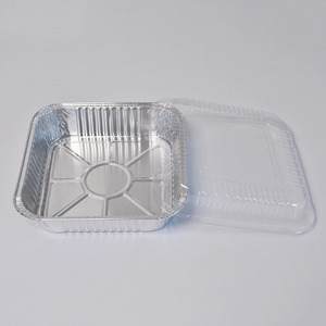 8x8 inch square aluminum foil food containers disposable tin foil tray with plastic lids