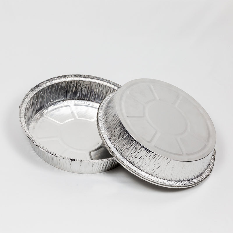 7 8 9 inch round Plates Disposable Food Tray Aluminum Take Out Containers Packaging Aluminium Foil with clear plastic lids