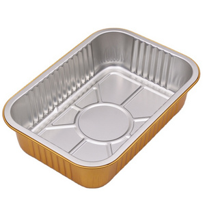 1000ml Golden Aluminum Foil Trays Plastic With Lids Reinforced Disposable Containers Food Baking Cooking Storing And Takeaway