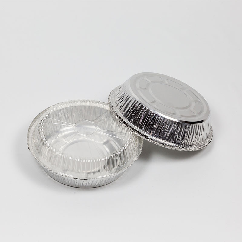 7 8 9 inch round Plates Disposable Food Tray Aluminum Take Out Containers Packaging Aluminium Foil with clear plastic lids