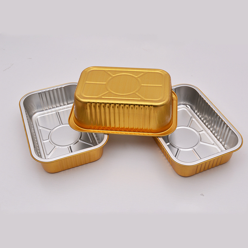 1000ml Golden Aluminum Foil Trays Plastic With Lids Reinforced Disposable Containers Food Baking Cooking Storing And Takeaway