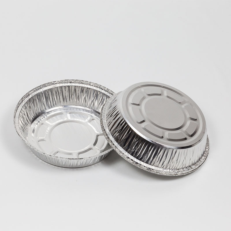 7 8 9 inch round Plates Disposable Food Tray Aluminum Take Out Containers Packaging Aluminium Foil with clear plastic lids