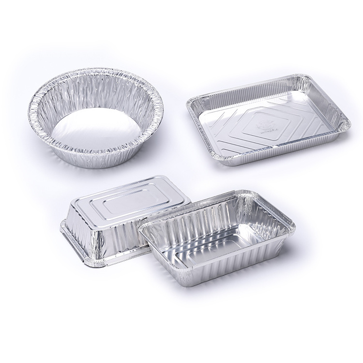 8x8 inch square aluminum foil food containers disposable tin foil tray with plastic lids