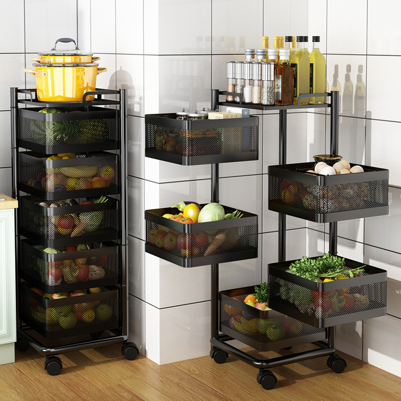 Round/Square Rotatable Storage Rack Kitchen 2/3/4/5 tier Vegetable Rack Storage Shelf