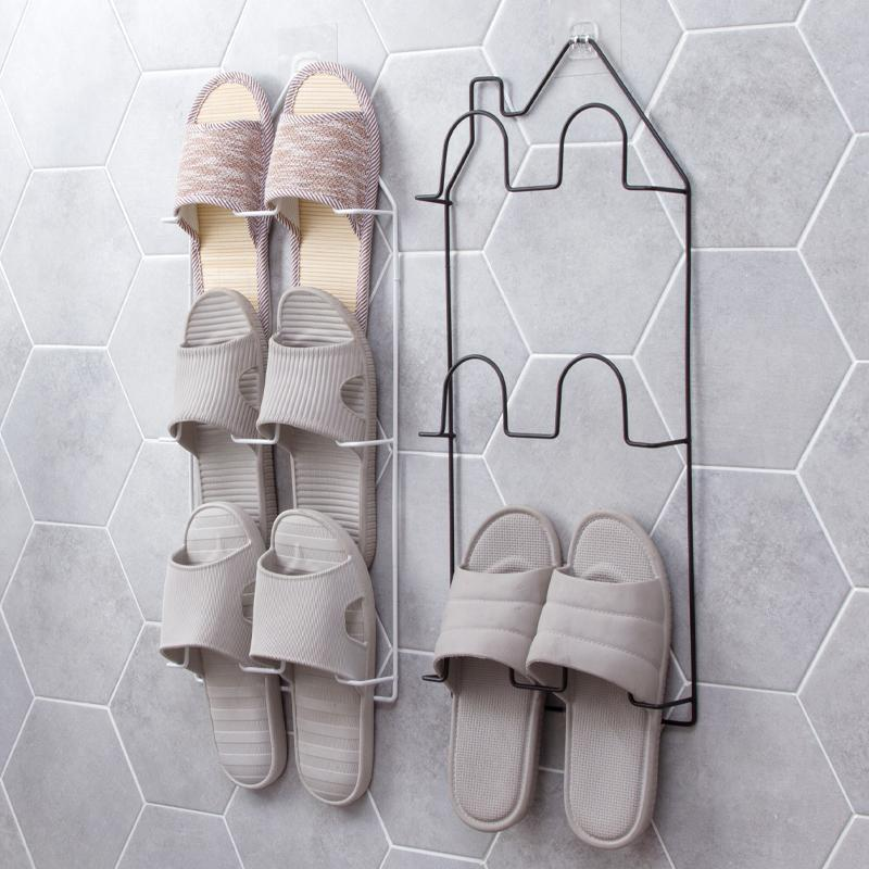 DSH Wall Mounted Shoe Storage Rack Iron Shoe Rack Bathroom Slipper Rack slippers organizer