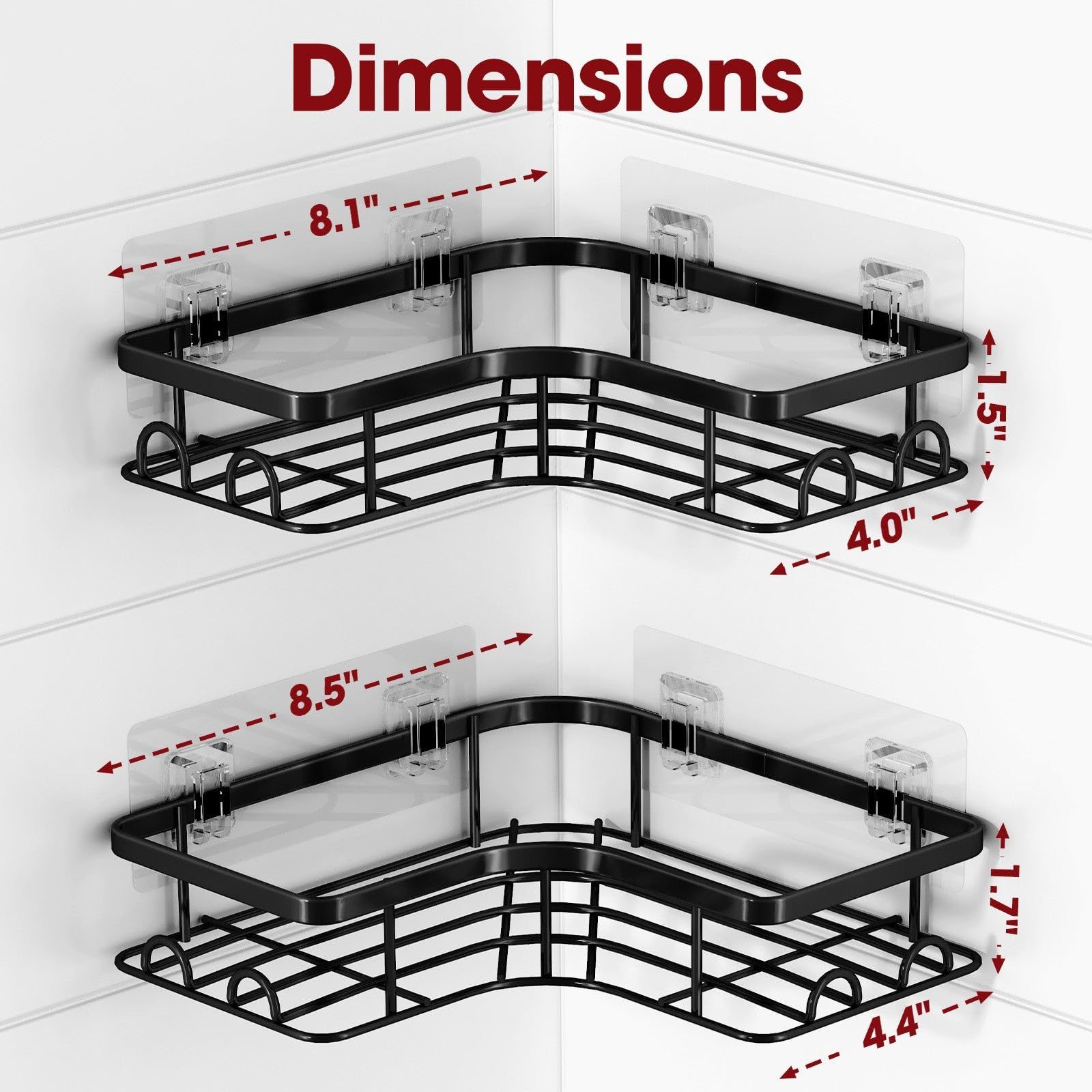 No Drilling With Strong Adhesive Hook Kitchen Rack Wall Mounted Rack Bathroom Corner Rack