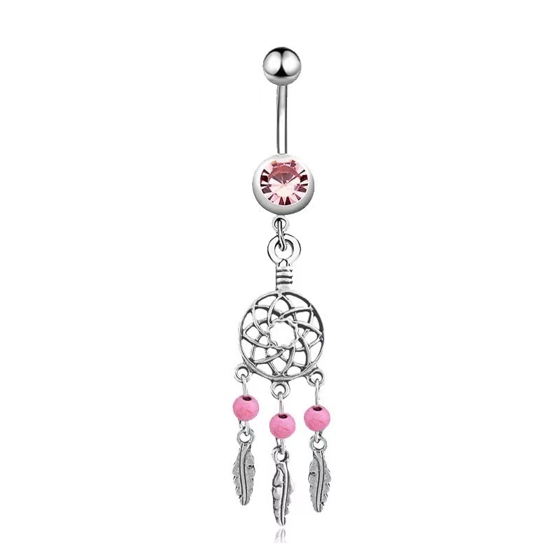 Pink Cute Angel  Heart Cross Anchor Shape Dreamcatcher Body Piercing Jewelry Sexy Belly Rings Stainless Steel