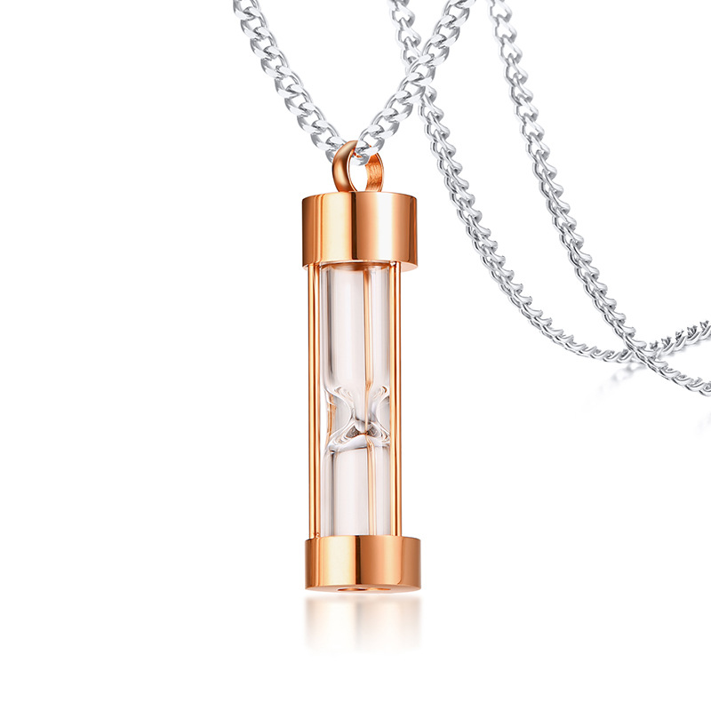 Stainless Steel Hourglass Urns Ash Pendant Jewelry Sandglass Keepsake Hold Memory Necklace Cylinder Necklace For Men Women Pet