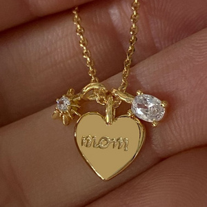 2024 new style Custom Valentine's Day Mother's Day digital mom sublimation necklace blanks i love you mom necklace