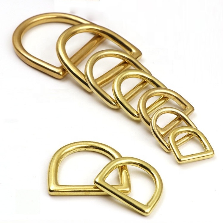 High-end Handmade Leather Bag Accessories 1 Inch Solid Brass D Ring Metal  for Handbags Stainless Steel Half ring