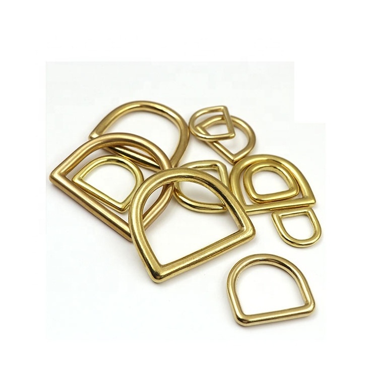 High-end Handmade Leather Bag Accessories 1 Inch Solid Brass D Ring Metal  for Handbags Stainless Steel Half ring