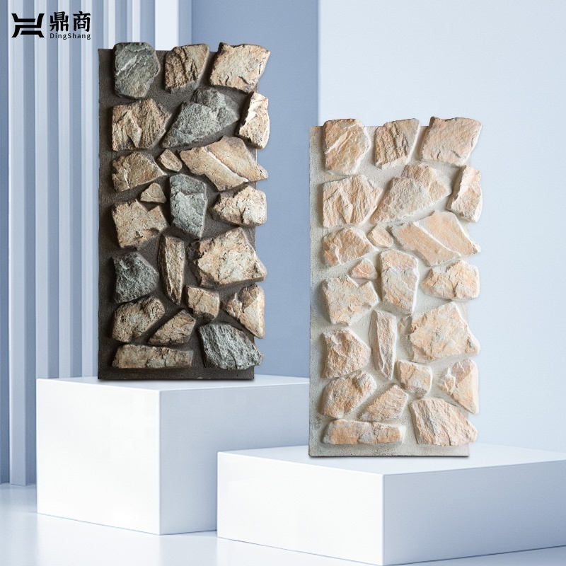 exterior big slab  Soundproof stone compressed foam stone wall panel decorative  pu stone wall panel