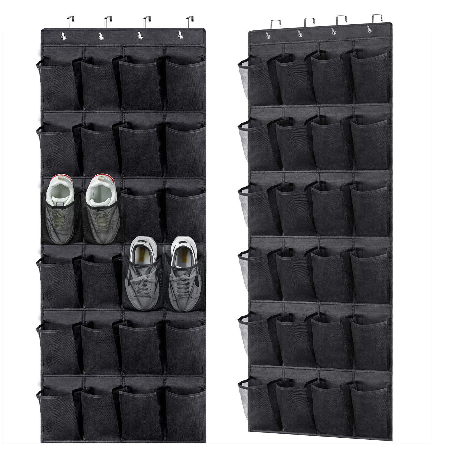 Slip Breathable Space Saving Mesh Large 24 Pocket Shoe Organizer, Up to 40 Pounds, Over the Door, Sturdy Closet Storage