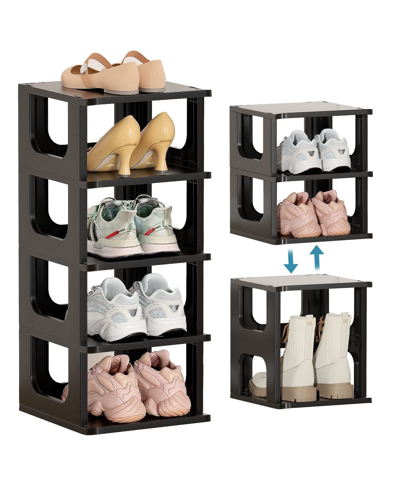 Multi-layer Assembled Dustproof Shoe Rack Shoe Cabinet Storage Shelf Shoe Box, Space-saving Plastic Multifunction Modern