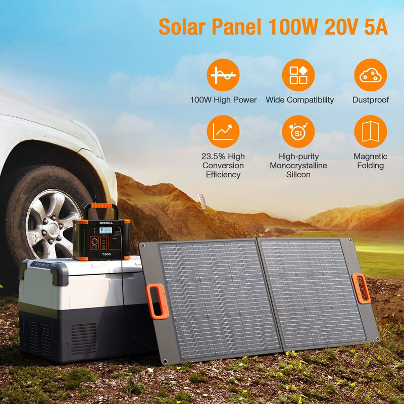 100W Portable Foldable Solar Panel for Power Station Generator Solar Panel Kit Mono Solar Cells with Adjustable Kickstand