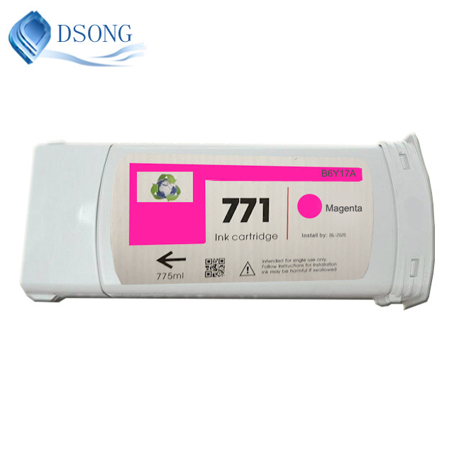 Dsong Full Ink Status Refillable ink cartridge 771 with auto reset chip for HP designjet Z6200 Plotter