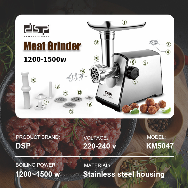 DSP high quality Home stainless steel housing Mincer frozen meat grinder Household Electric Machine Meat Grinder