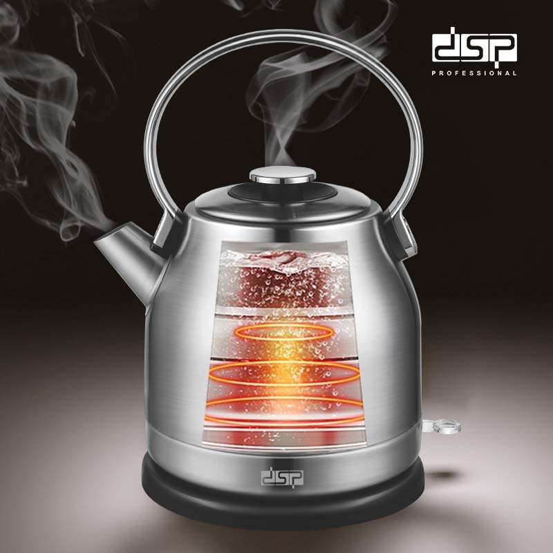 DSP 1.7L Stainless Steel Electric Kettle With 360-Degree Rotational Cord And Indicator Light