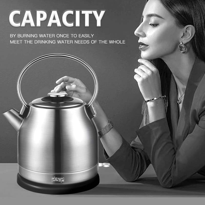 DSP 1.7L Stainless Steel Electric Kettle With 360-Degree Rotational Cord And Indicator Light