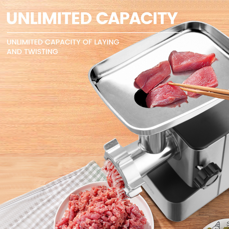 DSP Heavy Duty Commercial Meat Grinder Mincer Stainless Steel Blade 3 Cutting Plates Full Copper Motor Electric Meat Grinder