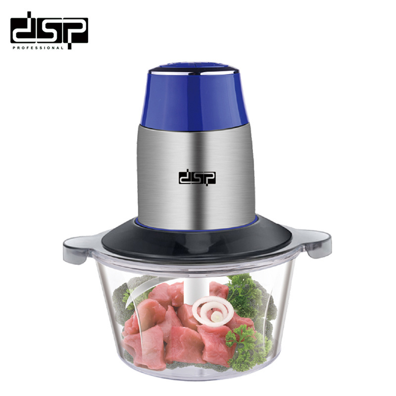 DSP Home Kitchen 1.7L Glass Bowl Grinder for Meat Ginger Vegetables Stainless Steel Blade Electric Food Chopper Food Processor