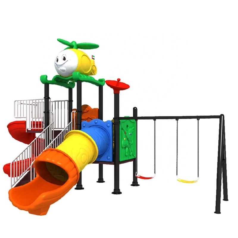 Toddler play toys  entertainment equipment outdoor playground with plastic slide for kids outdoor combination slide swing set