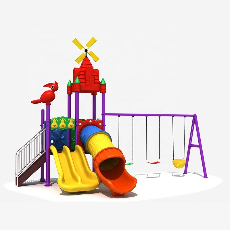 Toddler play toys  entertainment equipment outdoor playground with plastic slide for kids outdoor combination slide swing set