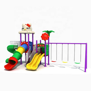 Factory sale outdoor playground equipment with children plastic slide 3 swing sets big toys for kids