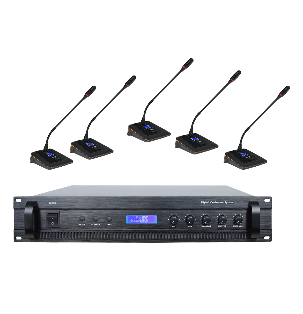 Built-in video and voting processor Digital Conference Microphone System Host Mic system with support 64 microphone units