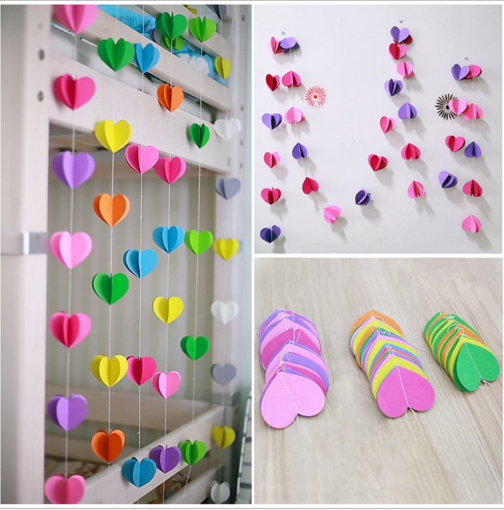 Creative Wedding Decoration 3D Heart Paper Hanging Wedding Party Garland