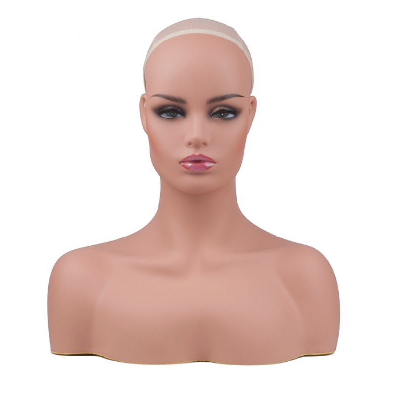 Manikin Head with Shoulders Realistic Mannequin Head Bust Wig Head Stand for Wigs Display Making Styling