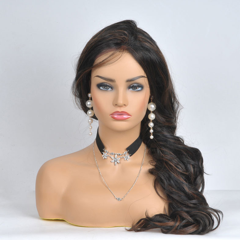 Manikin Head with Shoulders Realistic Mannequin Head Bust Wig Head Stand for Wigs Display Making Styling