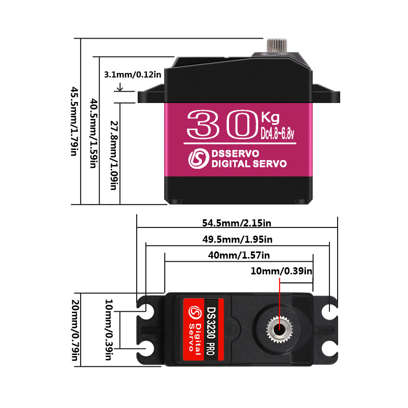 Dsservo DS3230PRO High Torque 30KG Waterproof Metal Gear Digital Servo Motor for 1/8 1/10 1/12 RC Car Robot HSP Baja Boat