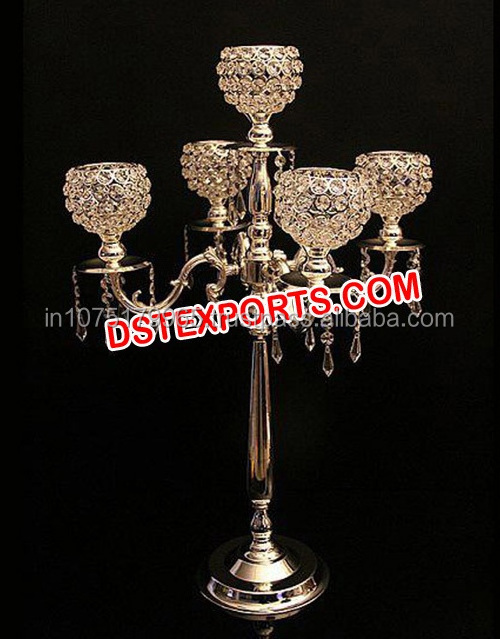 Wedding Table Crystal Candelabra Stands Indian Wedding Silver Crystal Candelabra Wedding table centerpieces decoration