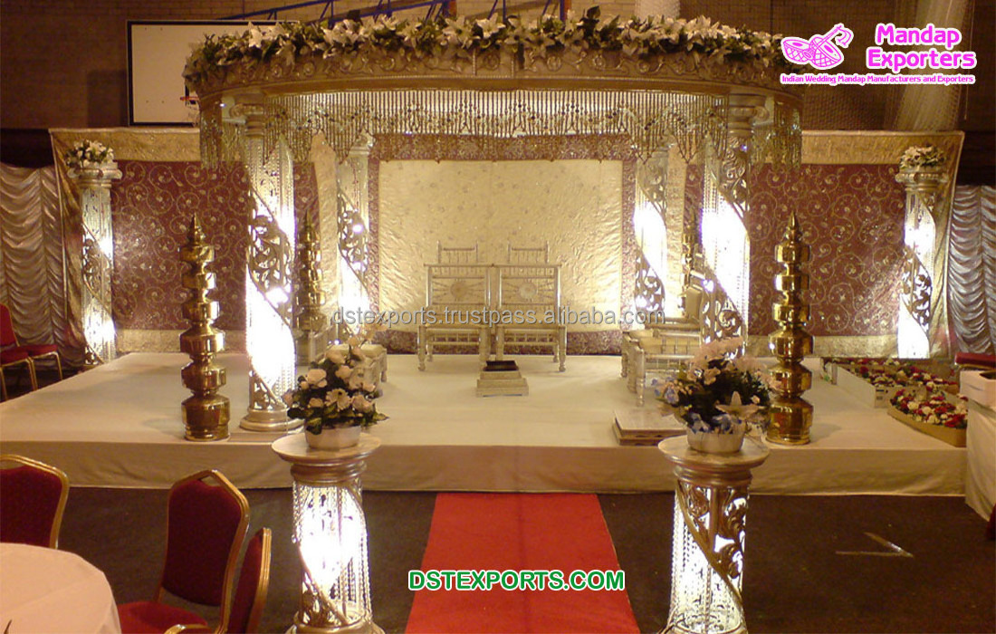 Diamond Mandap for Indian Wedding Ceremony Best Crystal Mandapam Decoration for Marriage Gazebo Style Round Mandap