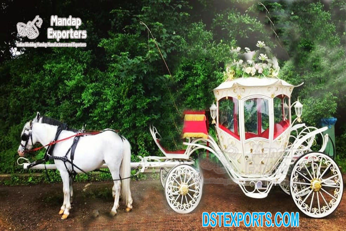 Romantic Wedding Ride Cinderella Carriage Princess Wedding White Gold Cinderella Carriage White Wedding Cinderella Coach