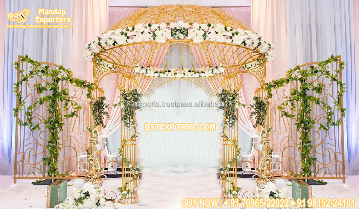 Maharani Wedding Gazebo Mandap With Dome Exclusive Wedding Event Decor Metal Dome Best Wedding Party Gold Metal Dome