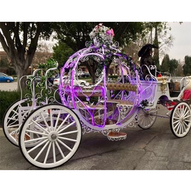 Floral Princess Pumpkin Horse Drawn Carriage White Cinderella Pumpkin Horse Carriage Modern Bride Entry Cinderella Carriage