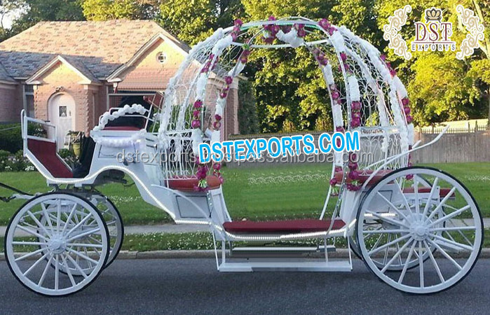 Floral Princess Pumpkin Horse Drawn Carriage White Cinderella Pumpkin Horse Carriage Modern Bride Entry Cinderella Carriage